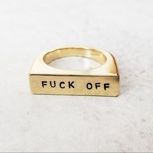 Gold obscenity ring "f@ck off" size 7